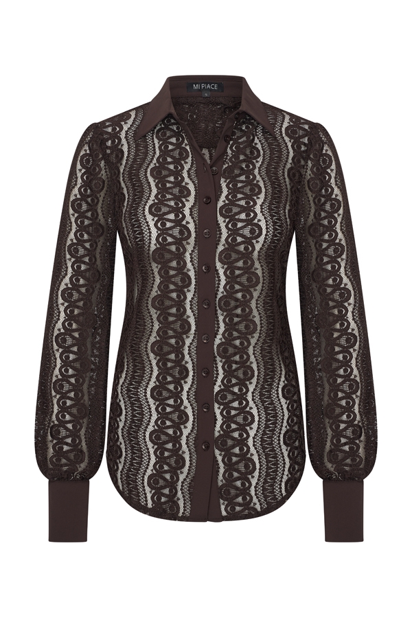 Mi Piace – Blouse Kant – Espresso